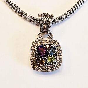 Balissima by EFFY multistone square pendant Silver/18k necklace